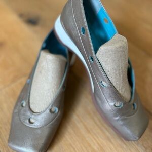 Thierry Rabotin Metallic Gray Wedge Pumps